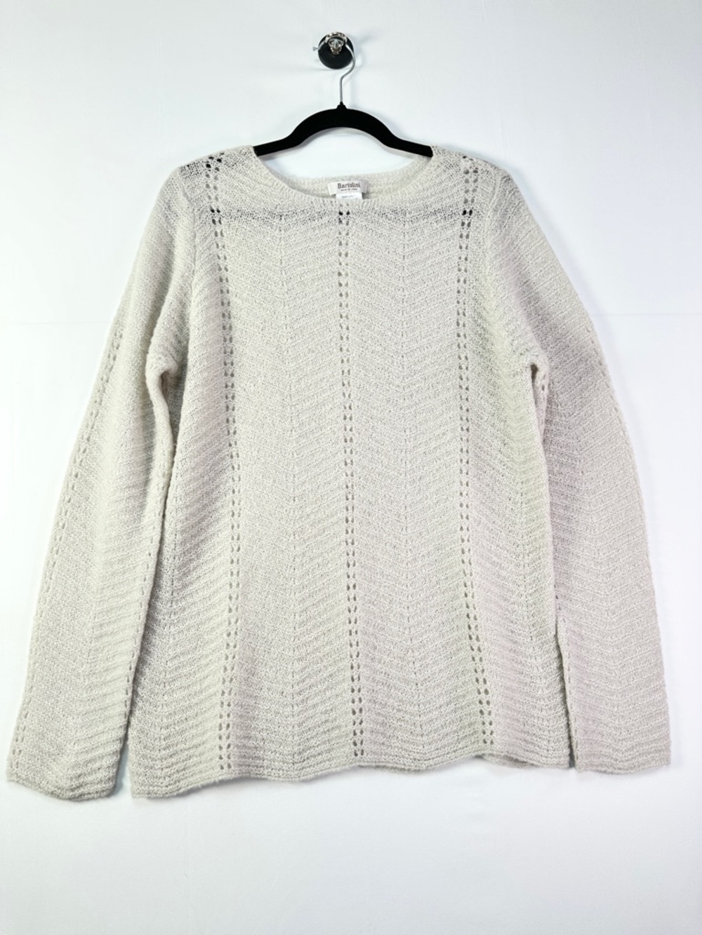 Bartolini Mohair Blend Sweater Made in Italy Open Knit Ivory Cream Size L